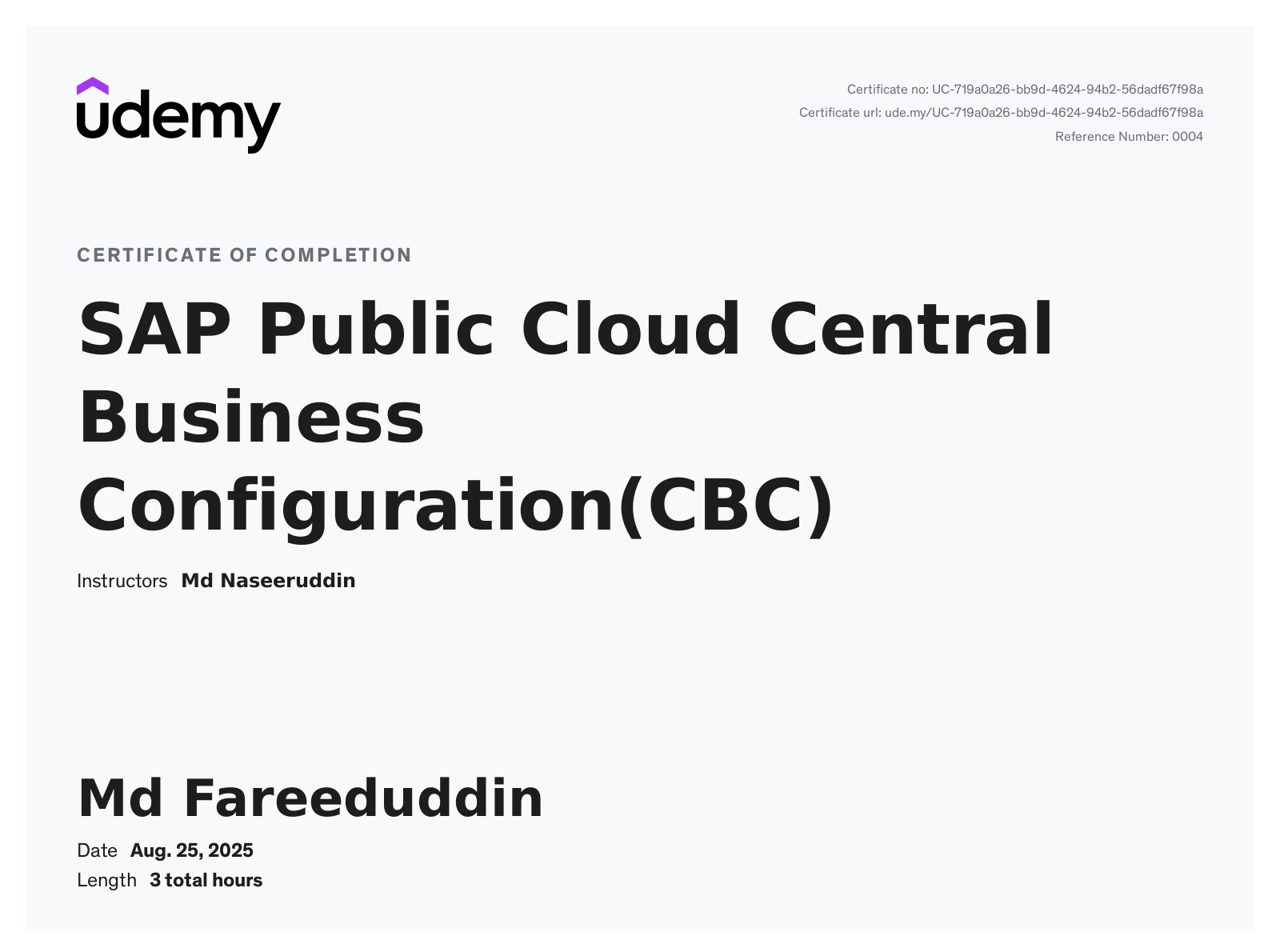 SAP CBC Certificate